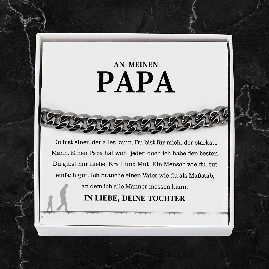 Herren Kubanisches Armband- An Meinen Papa"Einen Papa hat wohl jeder, doch ich habe den besten."-Geschenk mit Nachrichtenkarte