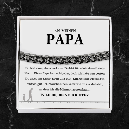 Herren Kubanisches Armband- An Meinen Papa"Einen Papa hat wohl jeder, doch ich habe den besten."-Geschenk mit Nachrichtenkarte