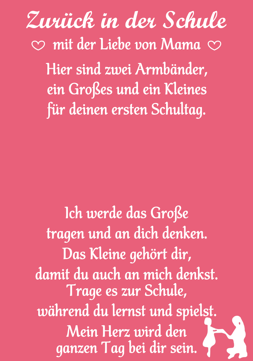 Knoten Armbänder Set mit 2 Ketten-Zurück in der Schule mit der Liebe von Mama-Schulanfang Geschenk mit Nachrichtenkarte