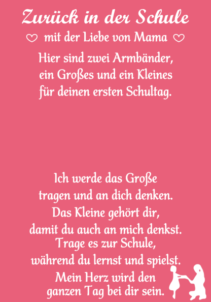 Knoten Armbänder Set mit 2 Ketten-Zurück in der Schule mit der Liebe von Mama-Schulanfang Geschenk mit Nachrichtenkarte