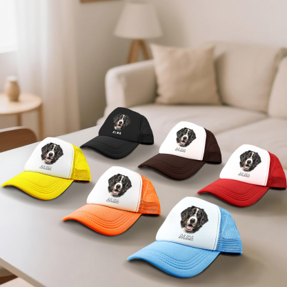 Personalisierte Mesh-Trucker-Cap mit Foto & Namen – Geschenk für Hundebesitzer und Tierliebhaber