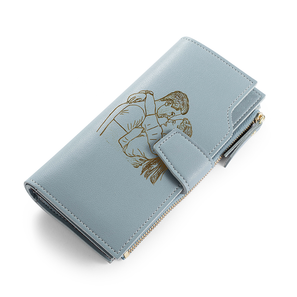 Frauen Lang Personalisierte Foto Geldbörse Gravierte Brieftasche