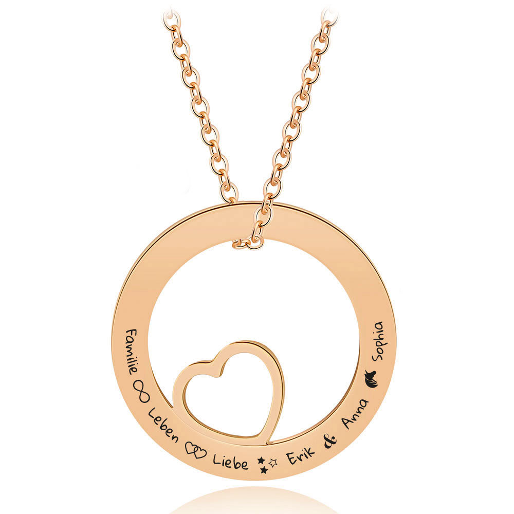 Kettenmachen Personalisierbar Text Rund Kreis Herz Halskette 22.49
