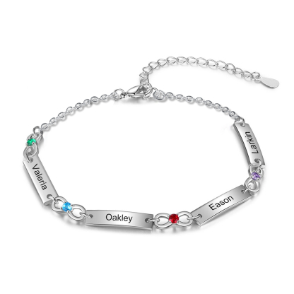 Personalisiertes 1-6 Namen Infinity Armband mit 1-6 Geburtssteinen
