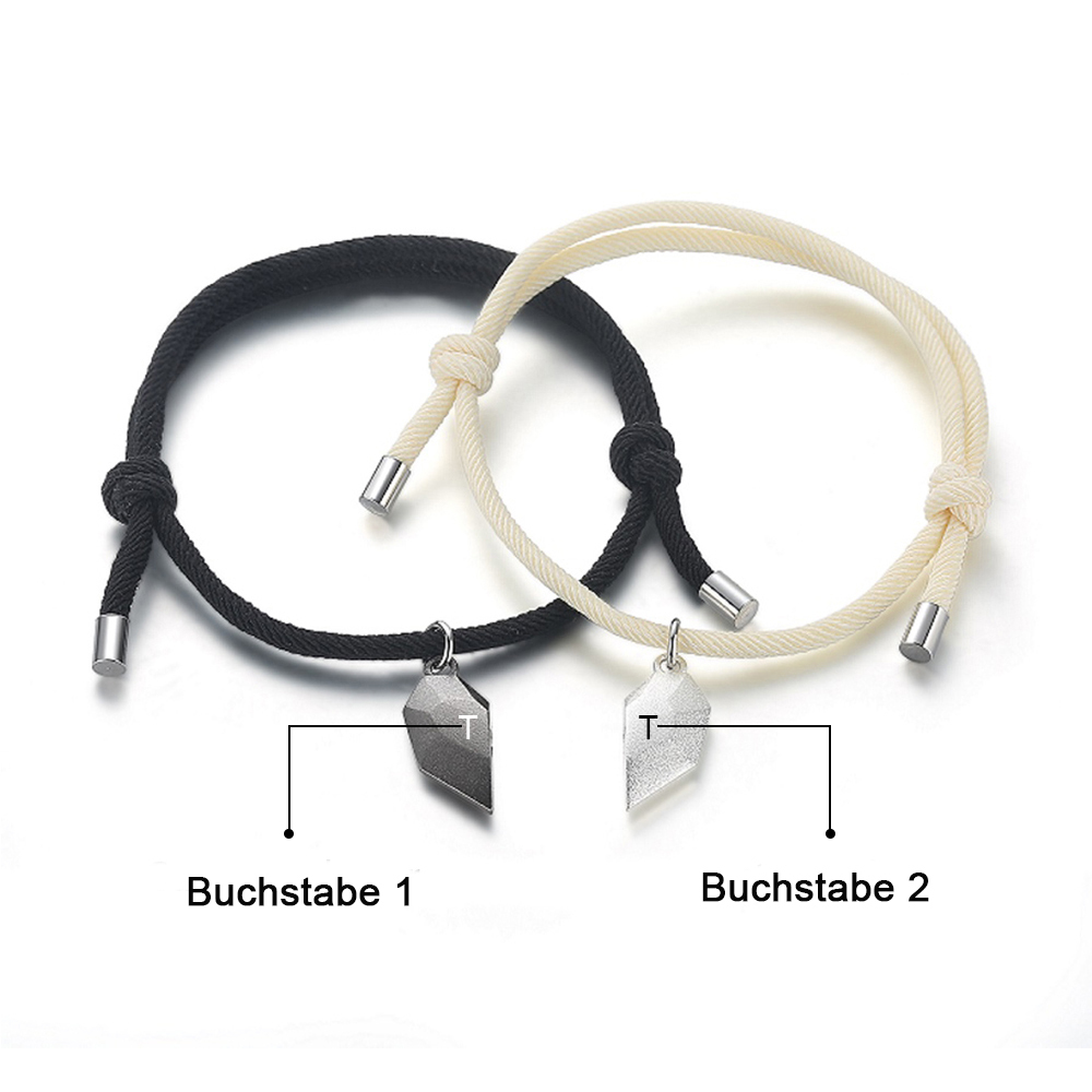 Personalisierte Buchstabe Paar Herz Magnet Armbänder