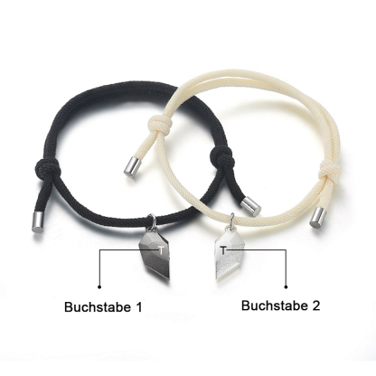 Personalisierte Buchstabe Paar Herz Magnet Armbänder