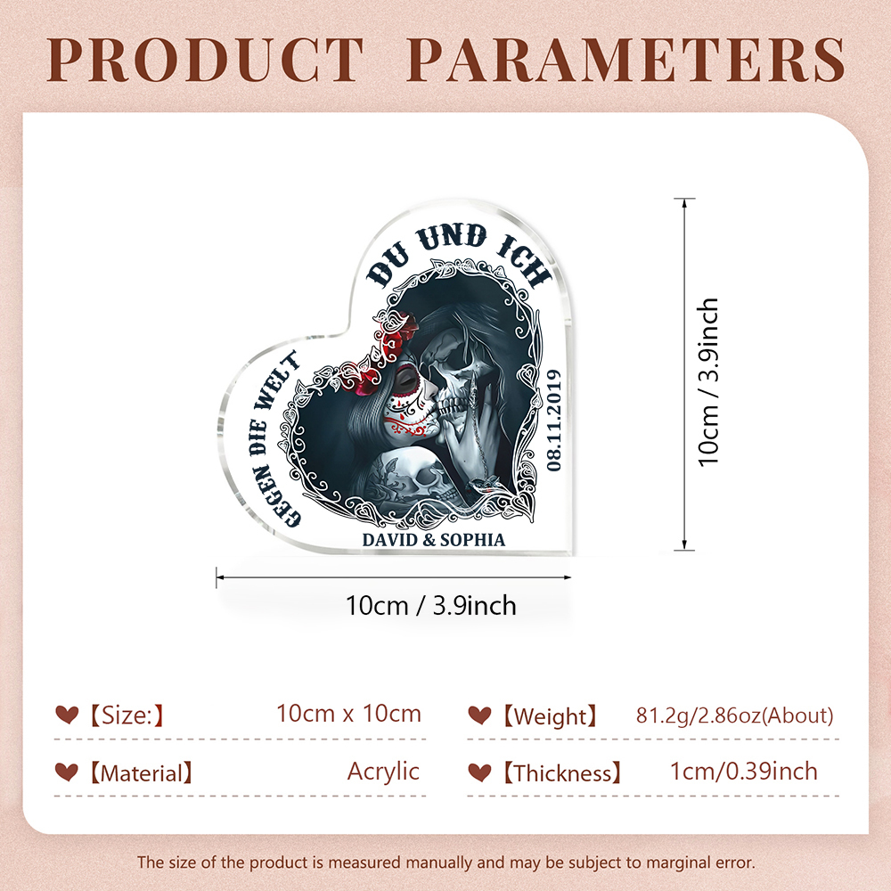 Personalisierte Text & Datum Acryl-Deko-Du und ich gegen die Welt-Schreibtischdekoration für Paar