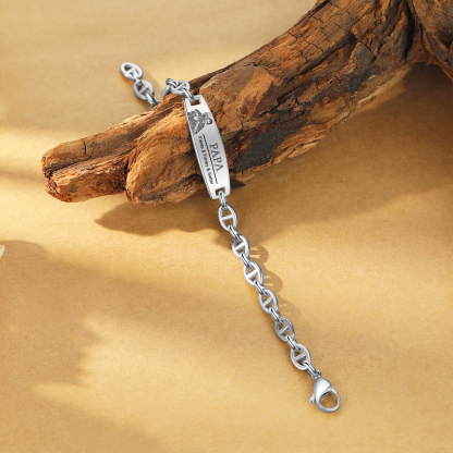 Herren Armband-Personalisiertes 3 Namen & Text & Foto Edelstahl Armband 