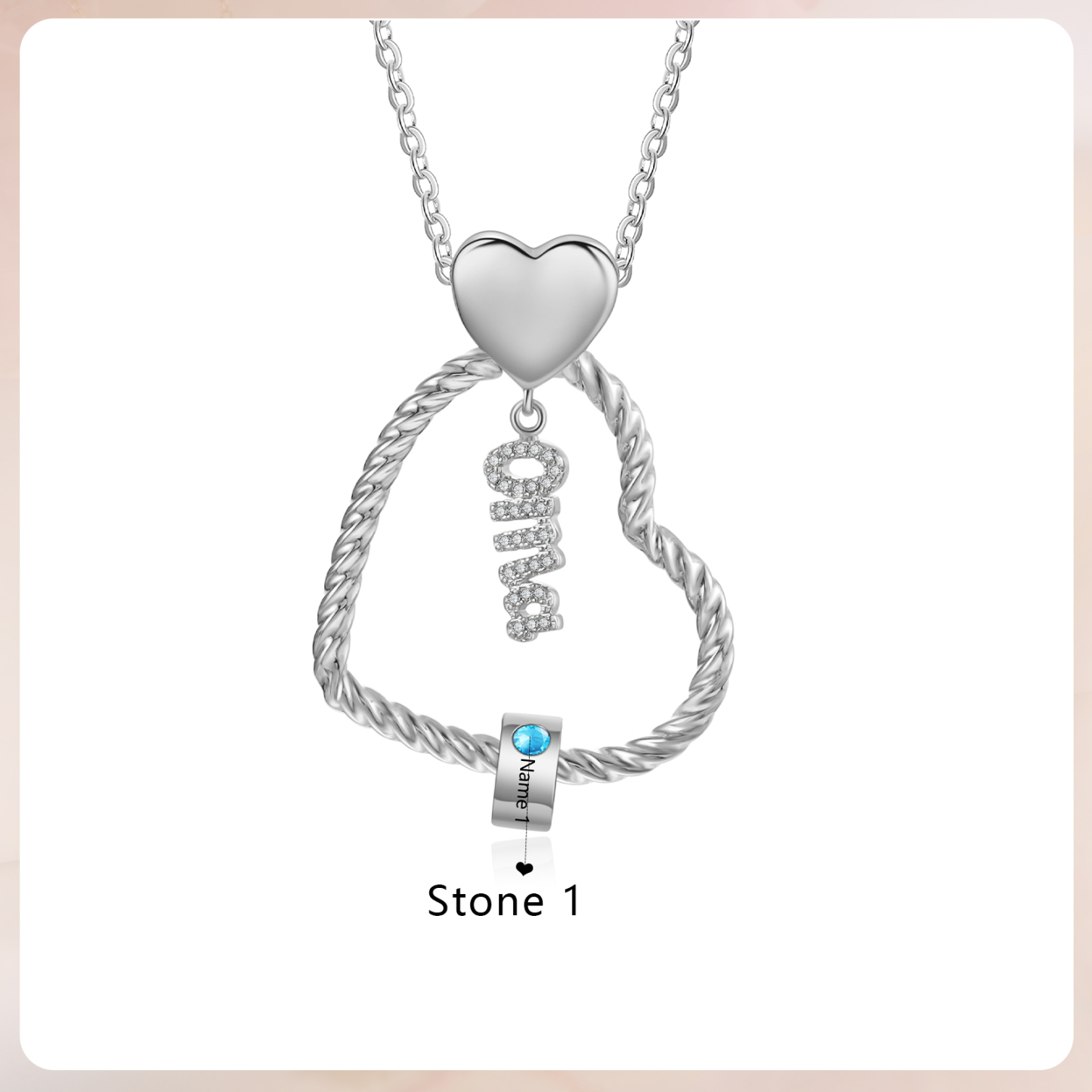 Personalisierte 1 Name Herz Halskette mit 1 Geburtsstein - Du machst meine Well bunter. Oma Schön, dass es Dich gibt - Geschenk mit Nachrichtenkarte