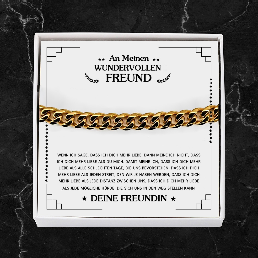 Herren Kubanisches Armband-An Meinen Wundervollen Freund-Geschenk mit Nachrichtenkarte