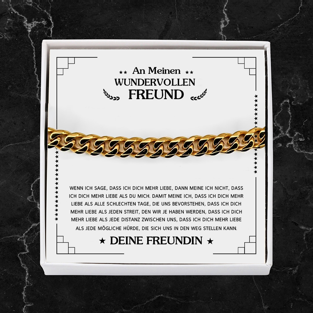 Herren Kubanisches Armband-An Meinen Wundervollen Freund-Geschenk mit Nachrichtenkarte