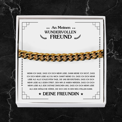 Herren Kubanisches Armband-An Meinen Wundervollen Freund-Geschenk mit Nachrichtenkarte