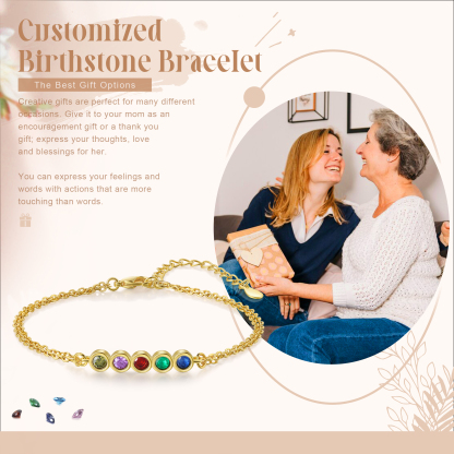 Personalisierte 5 Geburtssteine Golden Feines Armband