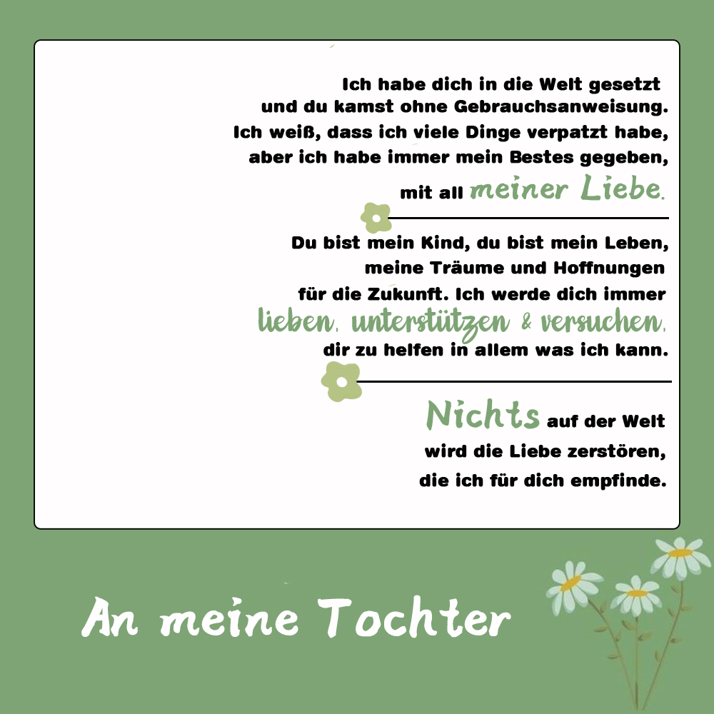Personalisierte Name Gänseblümchen Halskette-An meine Tochter-Geschenk mit Nachrichtenkarte