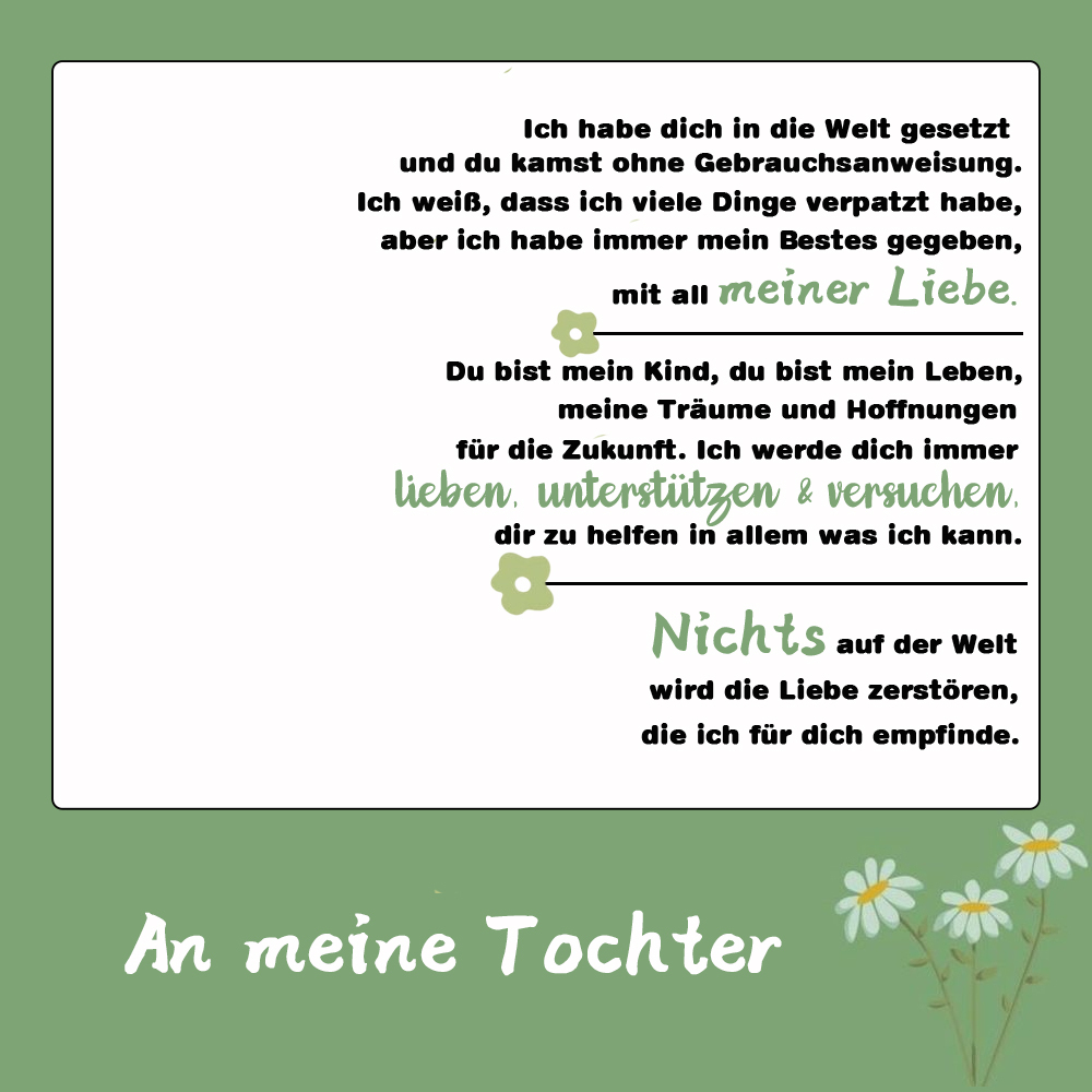 Personalisierte Name Gänseblümchen Halskette-An meine Tochter-Geschenk mit Nachrichtenkarte