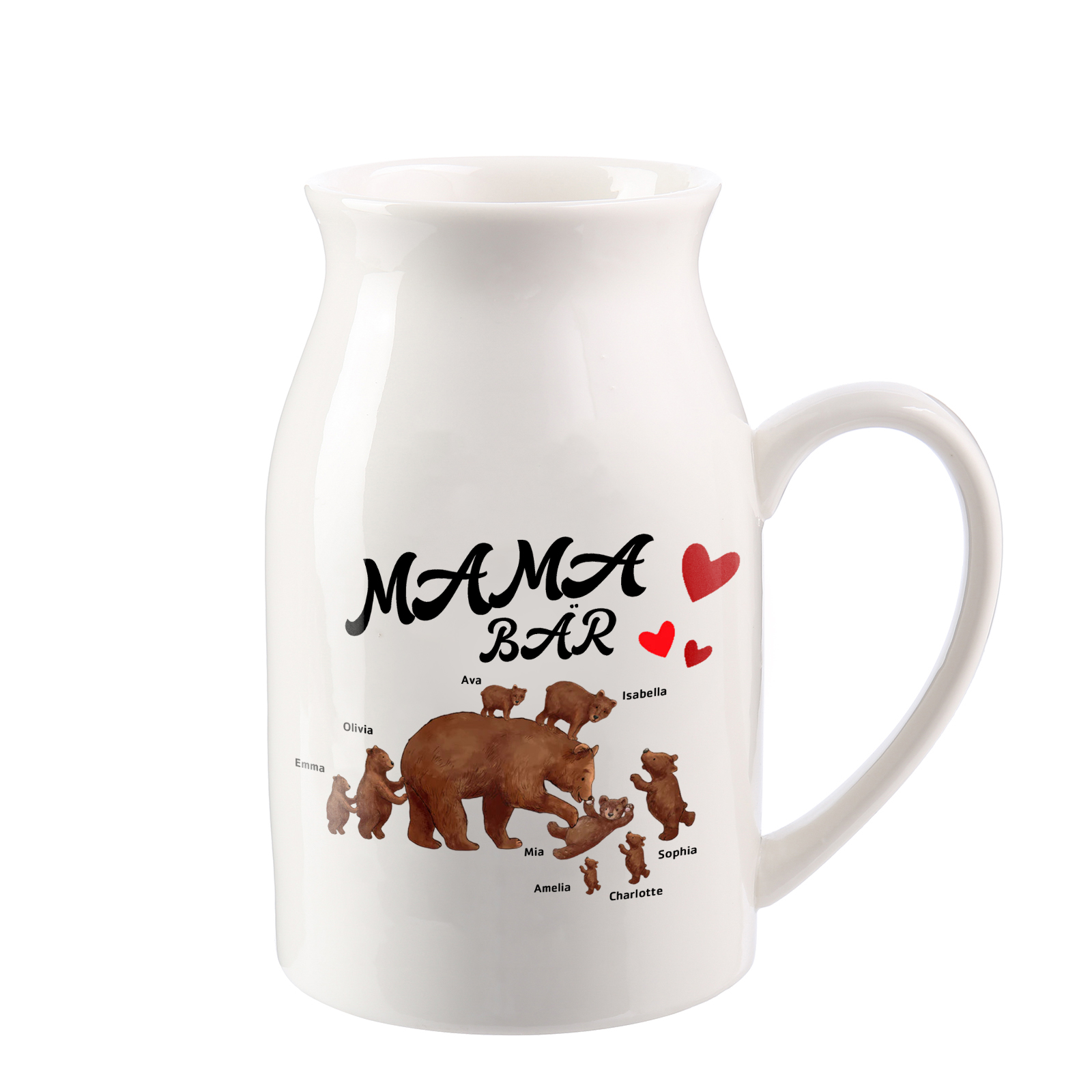 Personalisierte 8 Namen & Text Familie Bär Vase