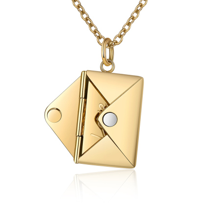 Gravur Wunschtext & Foto Briefumschlag Halskette - Silber/Golden/Rosegold