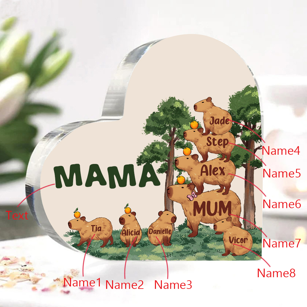 Personalisierte 8 Namen & Text Minase Familie Acryl-Deko Schreibtischdekoration für Mutter