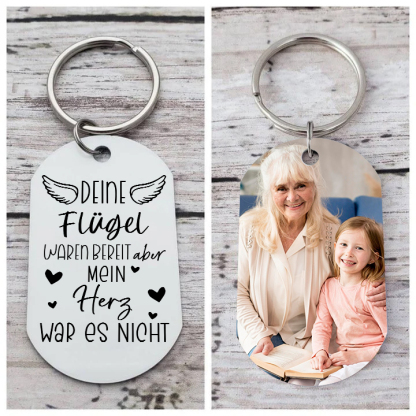 Personalisierbares Foto Trauer Schlüsselanhänger-Deine Flüge waren bereit. Aber mein Herz war es nicht-Andenken Schlüsselanhänger