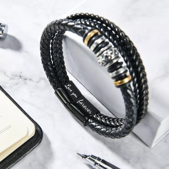 Leder Armband -An meinen Sohn Geschenk- mit Nachrichtenkarte