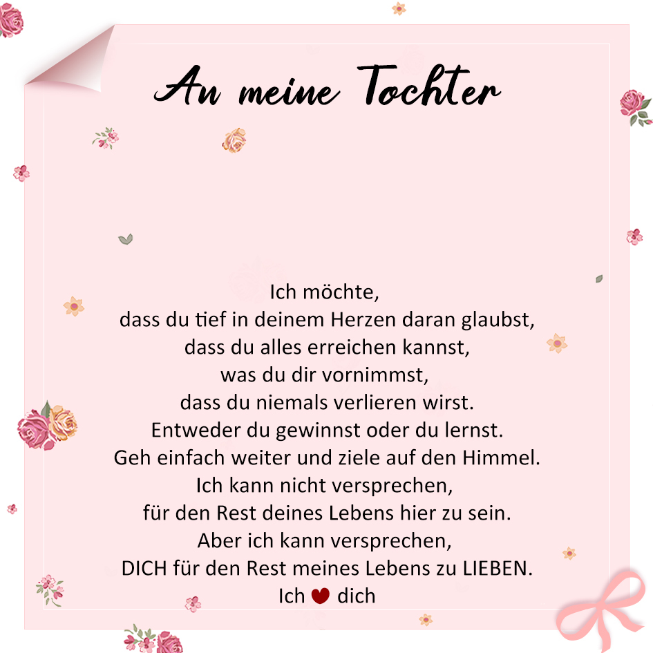 925 Sterling Silber Herz Halskette-An meine Tochter Ich liebe dich-Geschenk mit Nachrichtenkarte