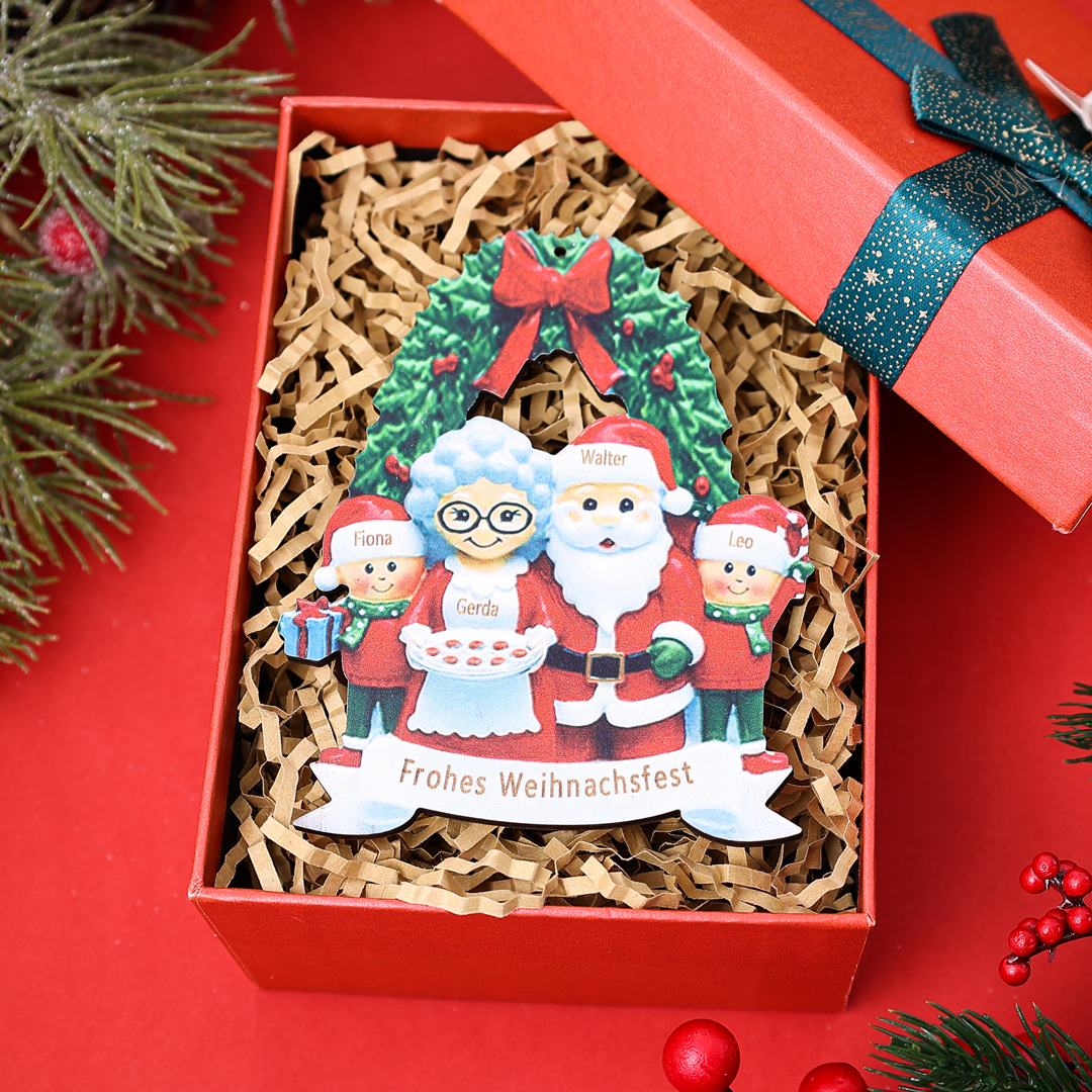 Holz Weihnachtsornament-Personalisierte Text 3 Namen von Großeltern mit Kindern Ornament