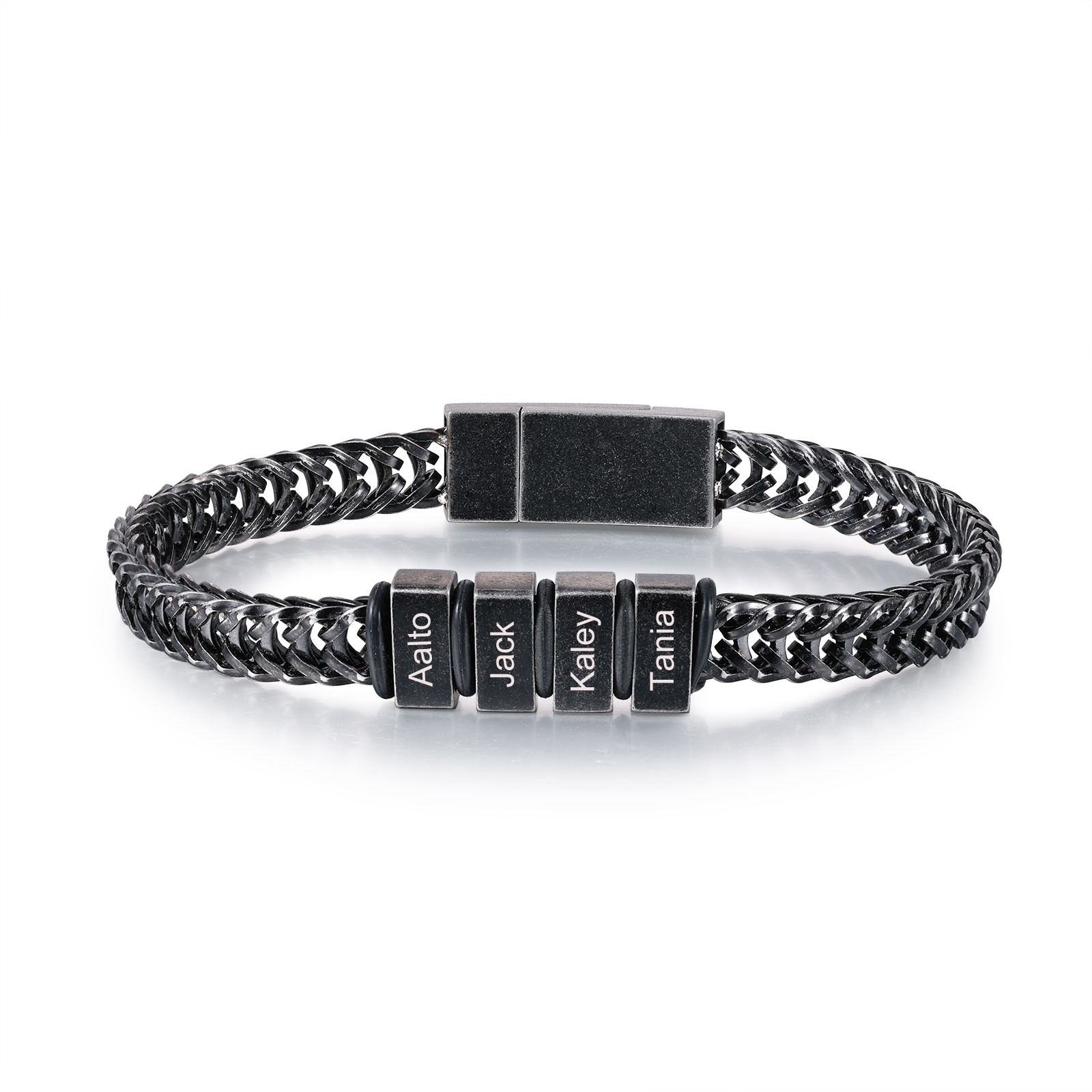 Herren Schmuck-Personalisierte 4 Namen Vintage Armband mit Edelstahl Kette für Großvater