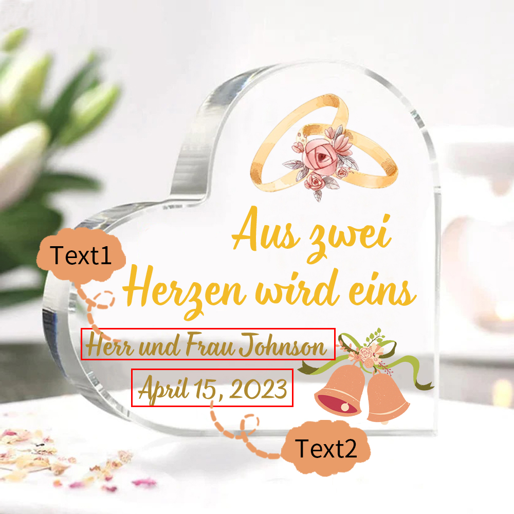 Personalisierte 2 Texte Acryl-Deko Schreibtischdekoration Hochzeit Geschenk für Paar