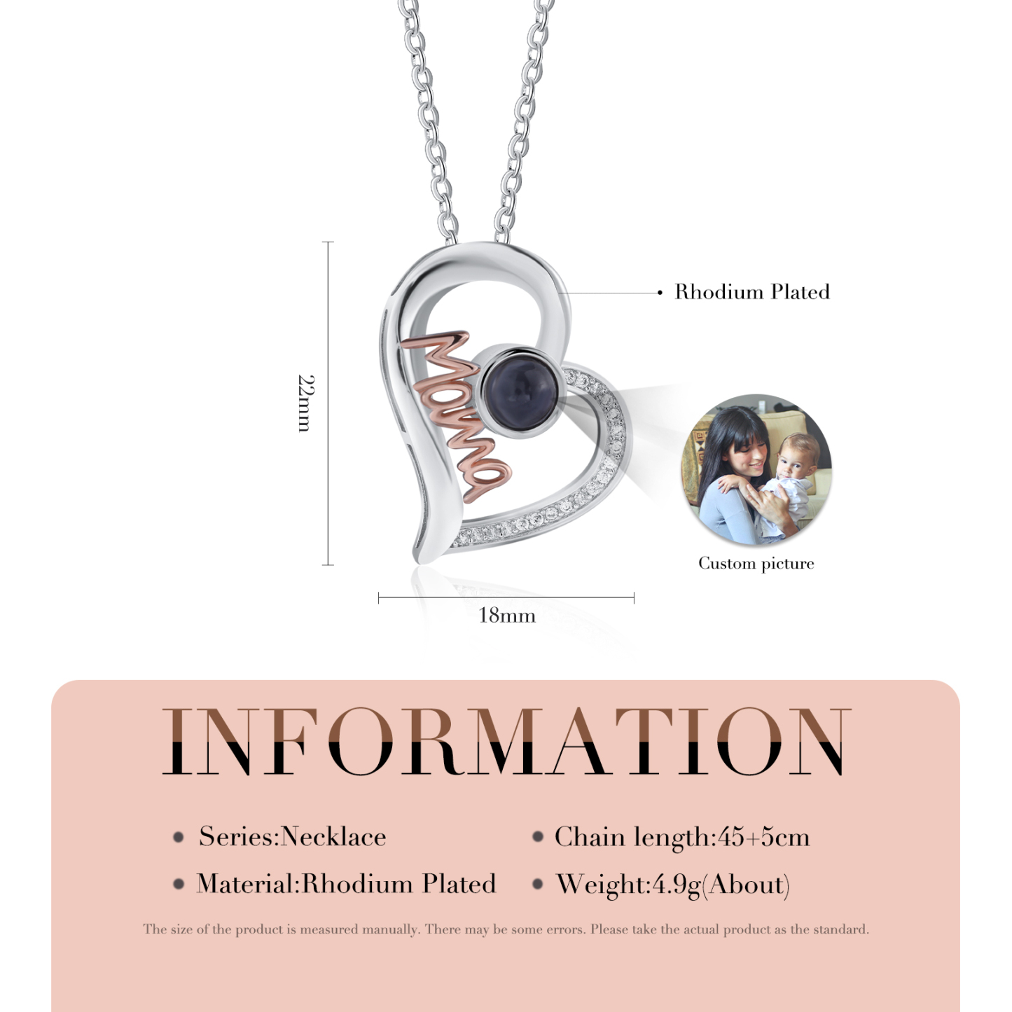 Personalisiertes Foto Herz Projektion Mama Halskette-An meine geliebte Mama-Geschenk mit Nachrichtenkarte