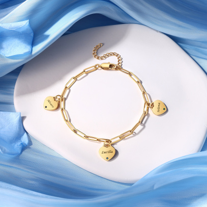 Personalisierte Fußkette aus Edelstahl mit Herzanhänger und Geburtsstein