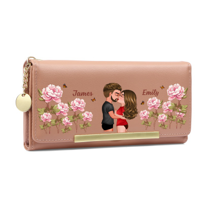 Personalisierte Damenbrieftasche mit Illustration und Vornamen – Liebesgeschenk für Sie