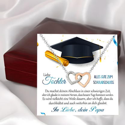 925 Sterling Silber Herz Halskette-Liebe Tochter Alles gute zum Schulabschluss-Geschenk mit Nachrichtenkarte