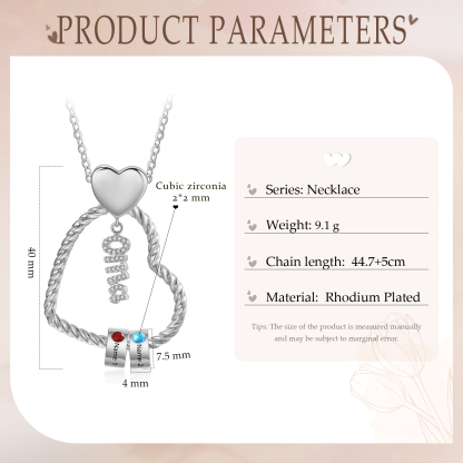 Personalisierte 2 Namen Herz Halskette mit 2 Geburtssteinen - Du machst meine Well bunter. Oma Schön, dass es Dich gibt - Geschenk mit Nachrichtenkarte