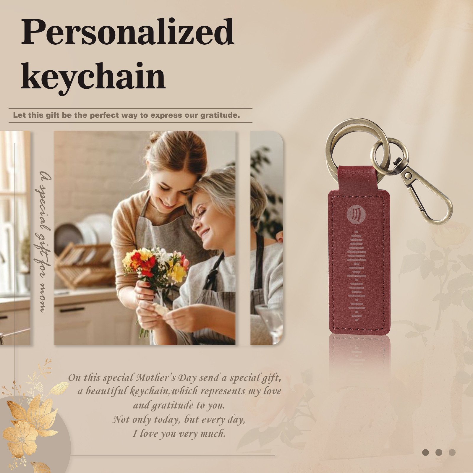 Personalisierter Spotify Code PU Leder Schlüsselanhänger