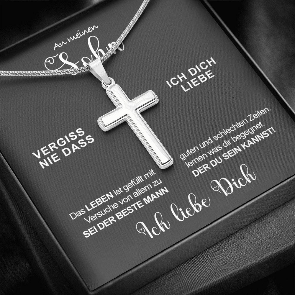 925 Sterling Silber Kommunion Kreuz Halskette - An meinen Sohn - Mutig