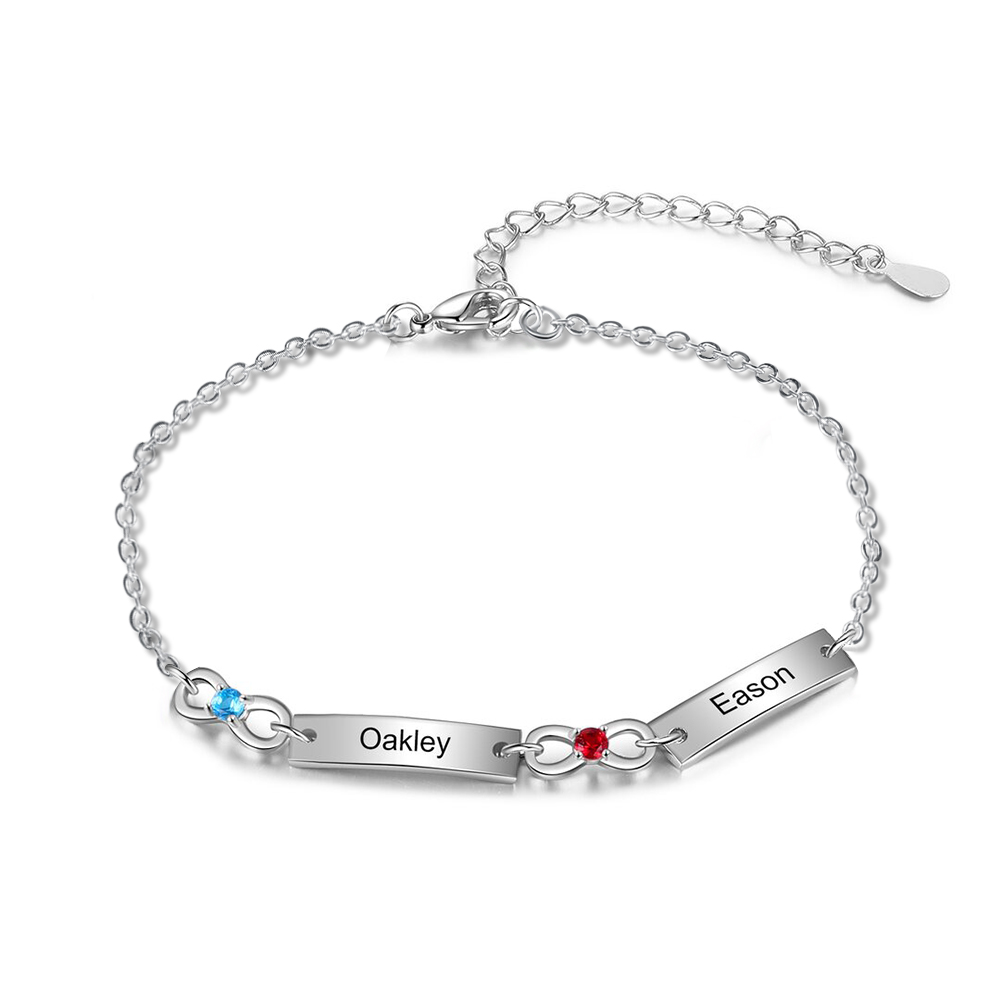 Personalisiertes 1-6 Namen Infinity Armband mit 1-6 Geburtssteinen