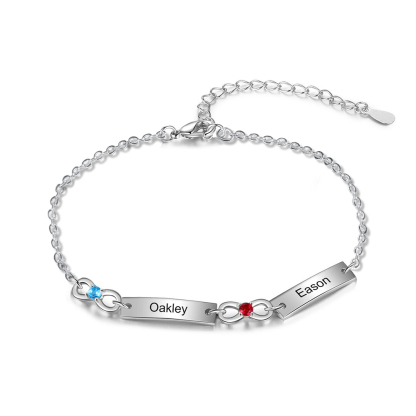 Personalisiertes 1-6 Namen Infinity Armband mit 1-6 Geburtssteinen
