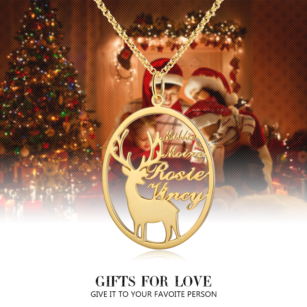 Elch Halskette mit 4 Namensgravuren