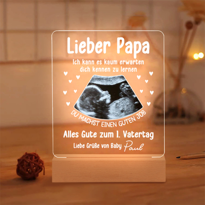 Personalisiertes Foto & Name - Liebe Papa Alles Gute zum 1. Vatertag - Nachtlicht Geschenk für Vater