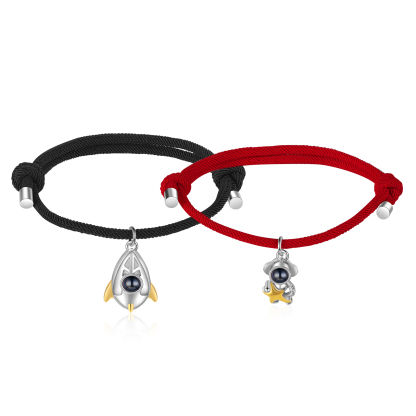 Personalisierte Foto Raumfahrer Rakete Projektion Armbänder Set für Paare