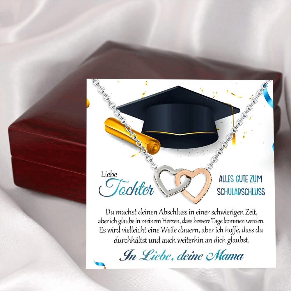 925 Sterling Silber Herz Halskette-Liebe Tochter Alles gute zum Schulabschluss-Geschenk mit Nachrichtenkarte