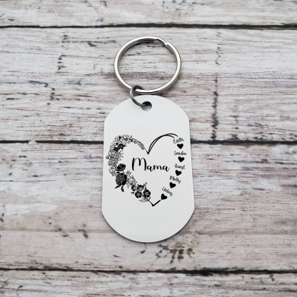 Personalisierbare 1-6 Namen Mama Herz Schlüsselanhänger