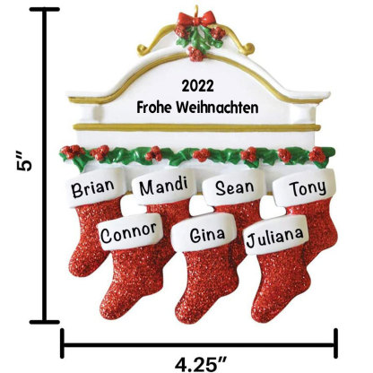Holz Weihnachtsornament-Personalisiertes 7 Namen Text Rot Strümpfe Ornament Weihnachten Anhänger