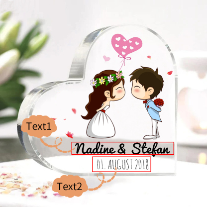 Personalisierte 2 Texte Acryl-Deko Schreibtischdekoration Hochzeitstag Geschenk für Paar