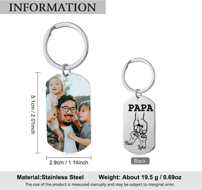 Personalisierbares Foto &  2 Namen Papa Faust Schlüsselanhänger-Geschenk für Vater