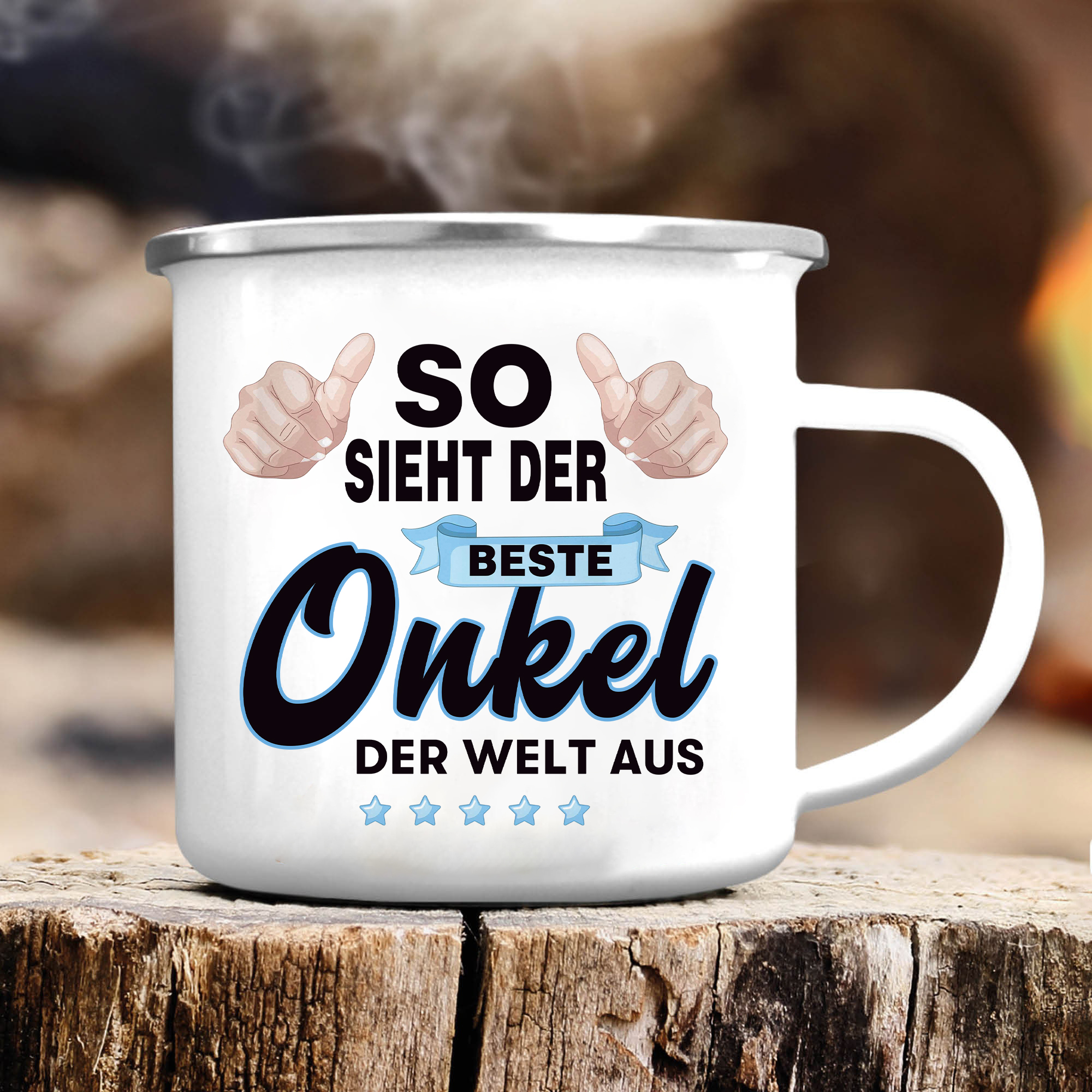 Emaille Tasse-So sieht der beste Onkel der Welt aus-Emaille Becher für Onkel