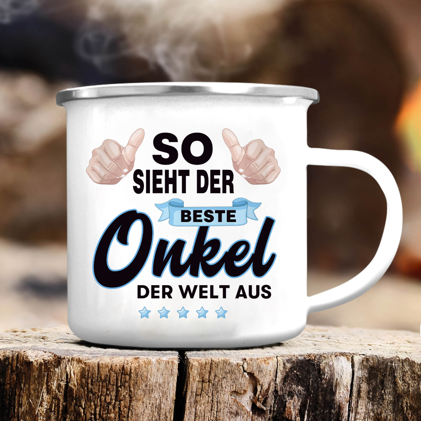 Emaille Tasse-So sieht der beste Onkel der Welt aus-Emaille Becher für Onkel