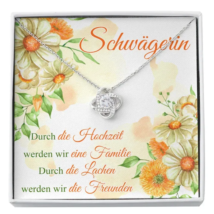 925 Sterling Silber Halskette für Schwägerin-Durch die Lachen werden wir die Freunden-Geschenk mit Nachrichtenkarte 