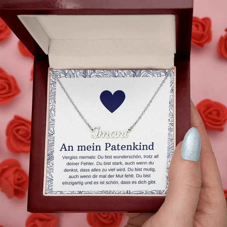 925 Sterling Silber Personalisierte 1 Namen Gravur Halskette-An Mein Patenkind-Geschenk mit Nachrichtenkarte