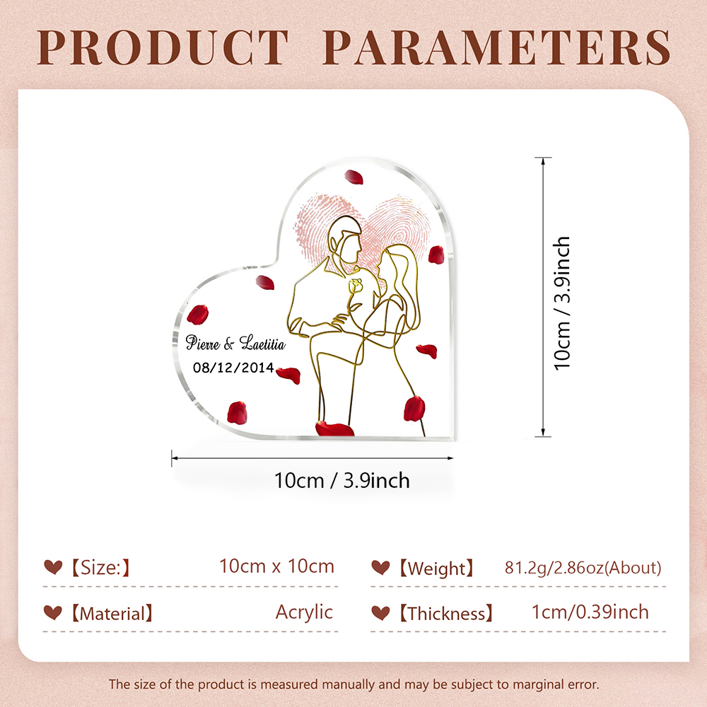 Personalisierte 2 Namen & Datum Acryl-Deko-Schreibtischdekoration für Paar